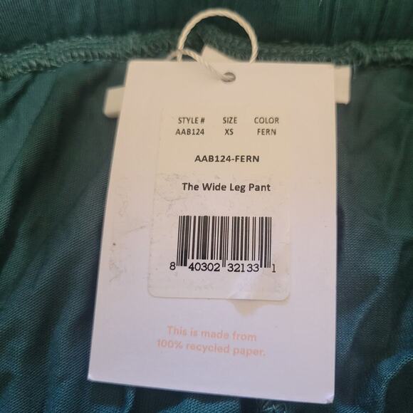 Andie Wide Leg Pants XS Bamboo Fern Green Relaxed Elastic Waist Lounge NWT $118 - Picture 9 of 9